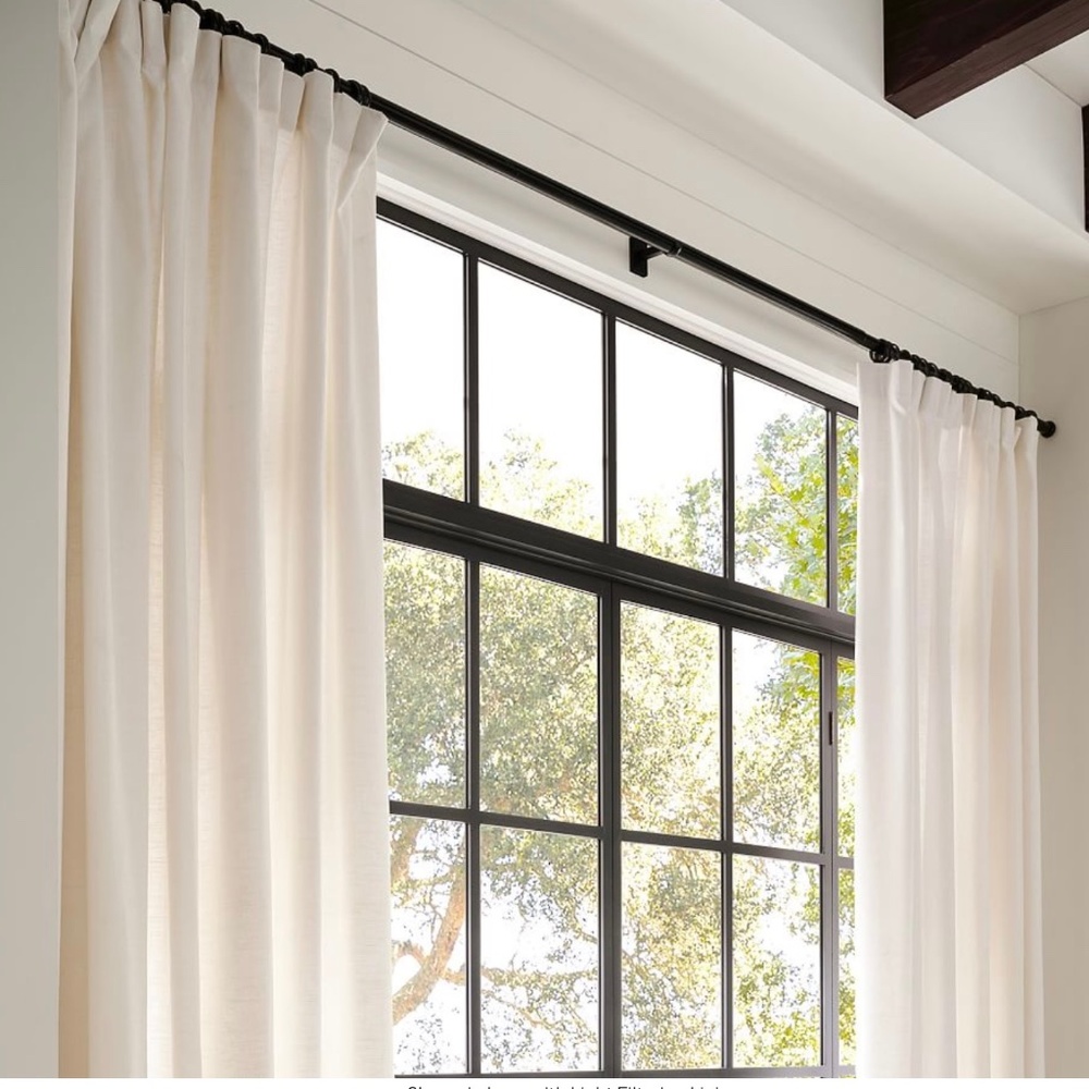 POTTERY BARN CUSTOM EMERY LINEN CURTAIN, IVORY. 156 x 160